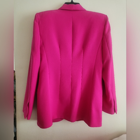 Zara tuxedo collar blazer neon fuschia sz S  BNWT - Picture 4 of 7